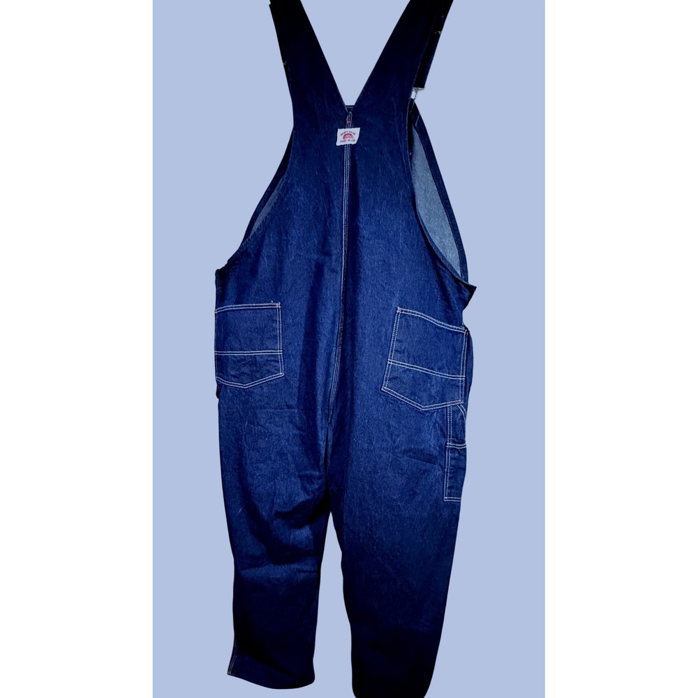 Round House Mens Blue Denim Bib Overalls USA Big & Tall 62x32 NICE Coveralls - Picture 2 of 5